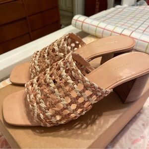 NWT Anthropologie Braided Mules in Tan and Cream